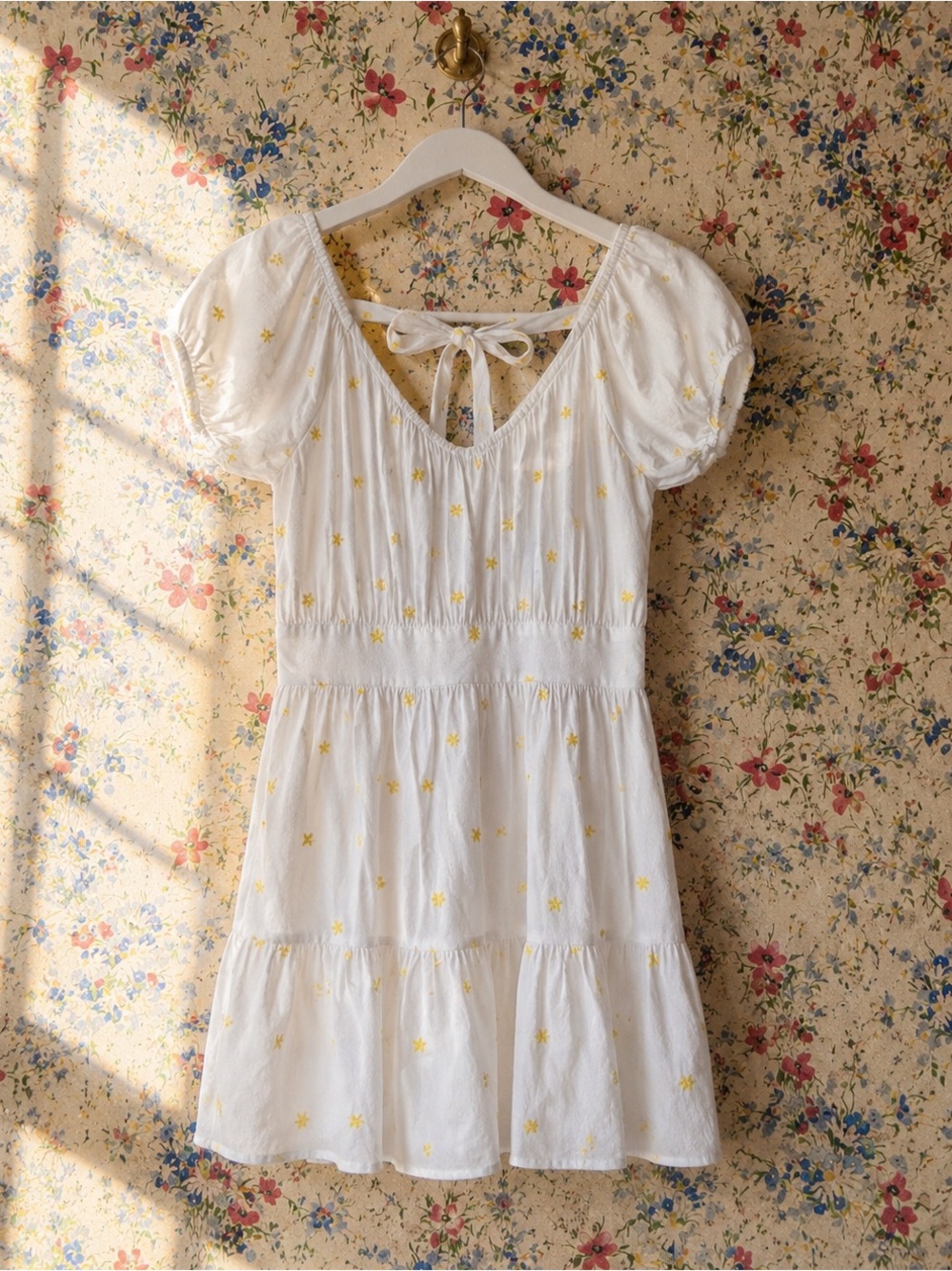 forever 21 embroidered daisy mini dress size small cottagecore fairy boho summer